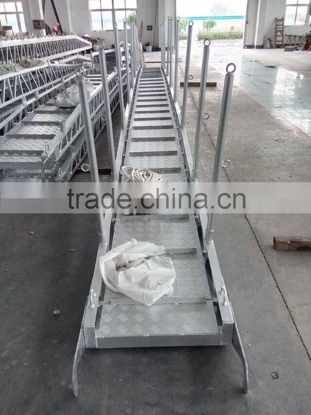 Aluminium wharf ladder shore gangway ladder with hand rails & socket CCS approval