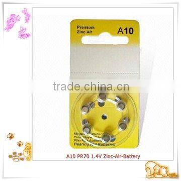 A10 battery long service life 1.4 V A10 Hearing Aid battery