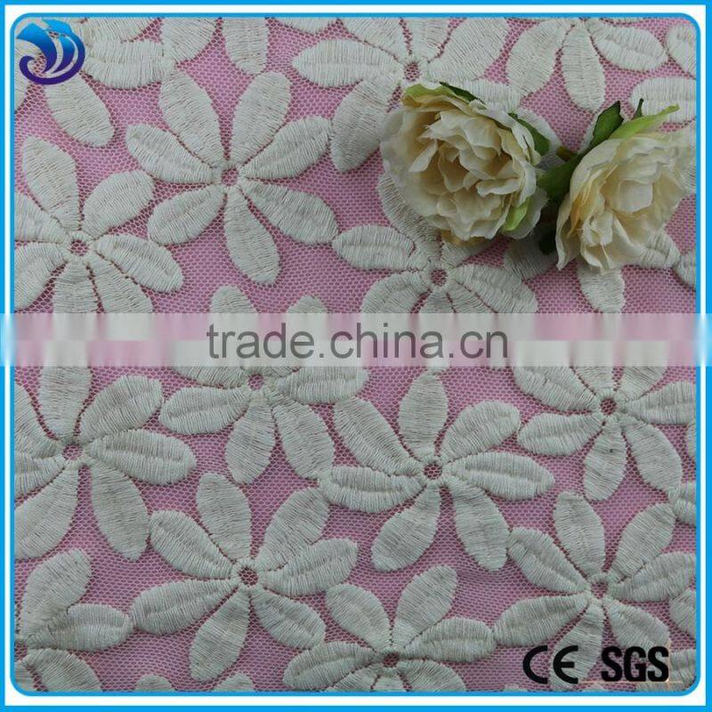 Top quality nylon net mesh Cotton embroidery fancy flower embroidery fabric