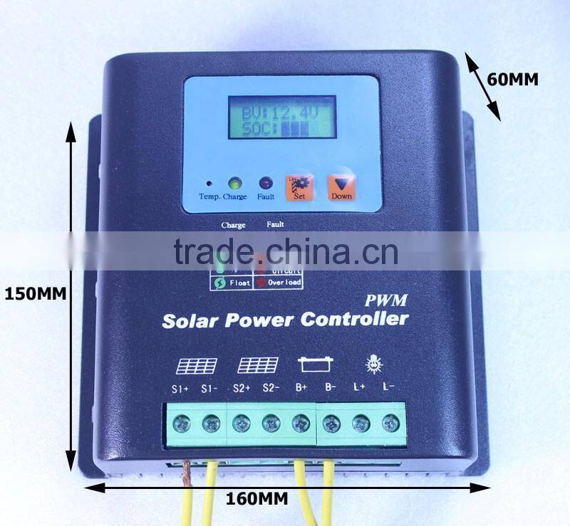Foxsur high quality 50A 48V PWM solar controller with LCD display household solar charge controller