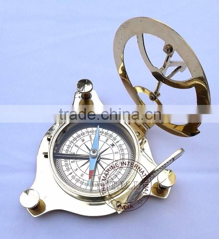 BRASS SUNDIAL COMPASS - NAUTICAL VINTAGE SUNDIAL COMPASS - MARINE MARITIME GIFT
