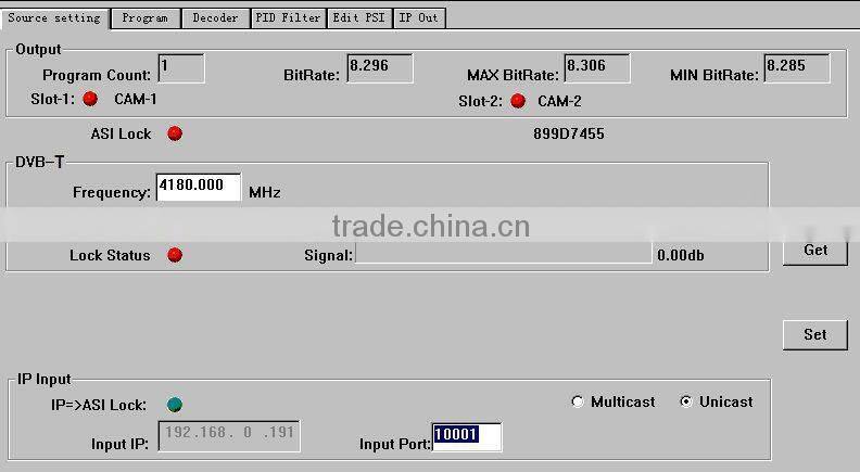 DVB-S/S2 HD Decoder (DisEqc/22KHz,DVB-S/S2+ASI+IP+2*CI in,AV+HDMI+SDI+YPbPr+IP+ASI out)
