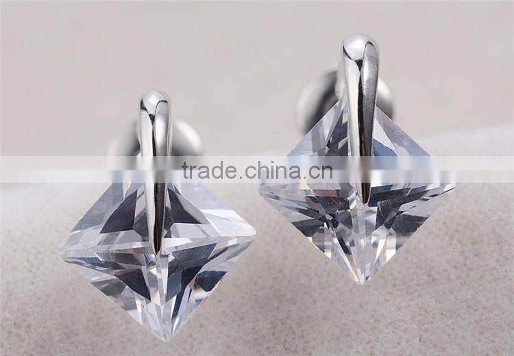 Body jewelry geometric zircon copper link chain necklace and earring jewelry set for braide