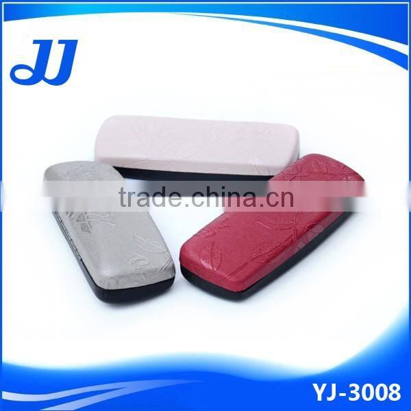 Leaf embosses leather surface assorted color reading glasses hard case