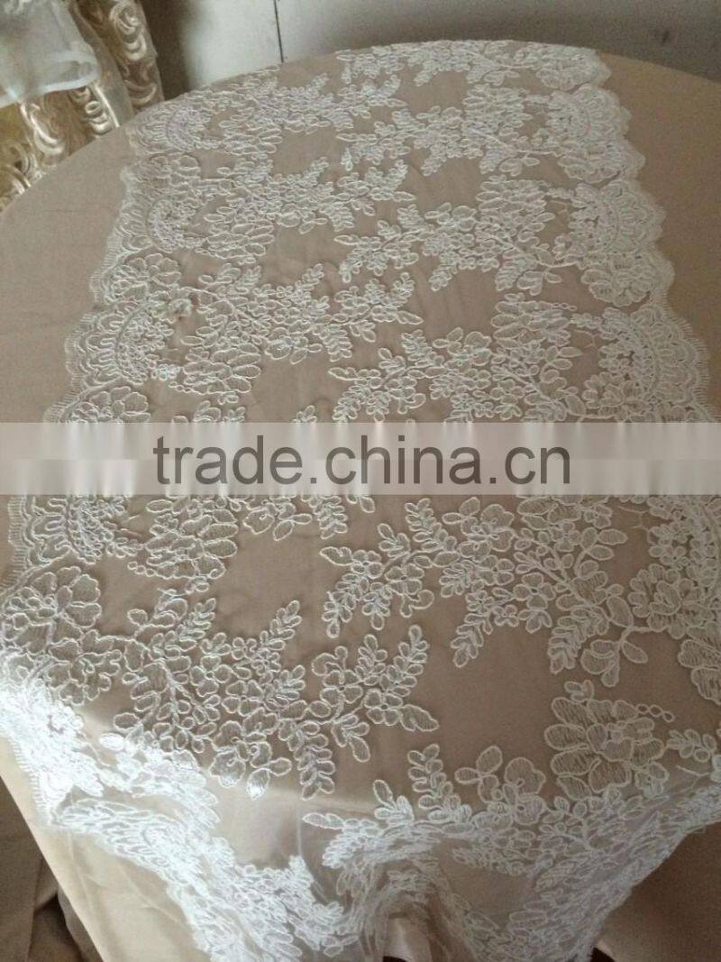 14*108 WHITE LACE TABLE RUNNER FOR WEDDING