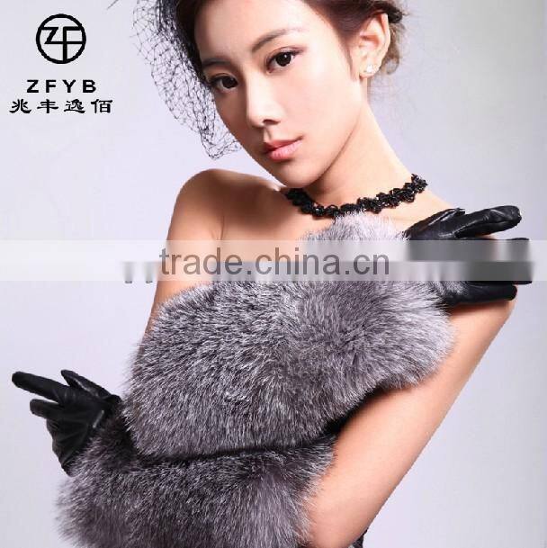 ZFYB Newest Lady fur leather dressing gloves