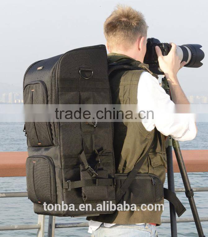 Jungle Camo Convertible and Functional Outdoorsy DSLR and Camera Shoulder Backpack Bag with Gear and Accessories-Camo & Black