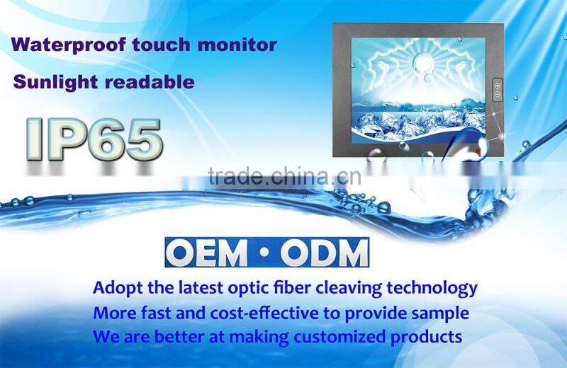 OEM accept 1024*768 high resolution 12.1 sunlight readable ip65 touch screen monitor
