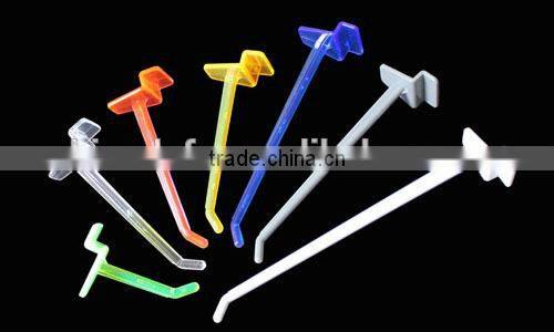 Plastic transparent blue single hook for display