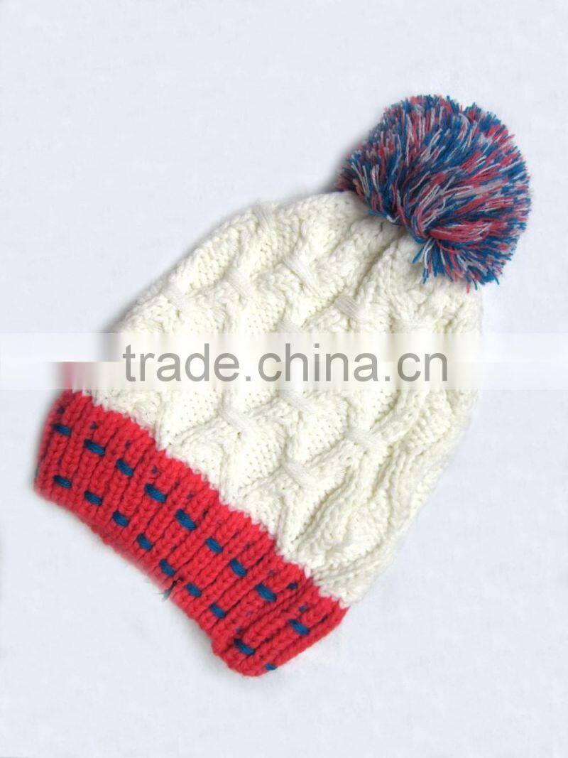 Custom colorful knit pompom beanie hats cheap baby caps and hats
