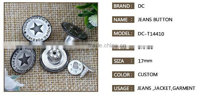 Factory direct sell custom button jeans button for jacket garment