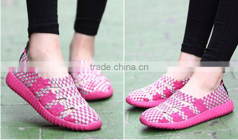 NEW MODEL FLAT ELASTIC SANDAL SHOES HANDMADE WOVEN WOMEN SANDAL SHOES