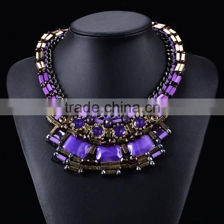 Fashion Crystal Choker Chunky Statement Bib Chain Necklace Pendant Jewelry
