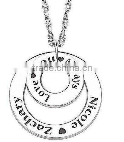 custom Stainless Steel Couple's Engraved Name Charm Pendant with 20" Chain