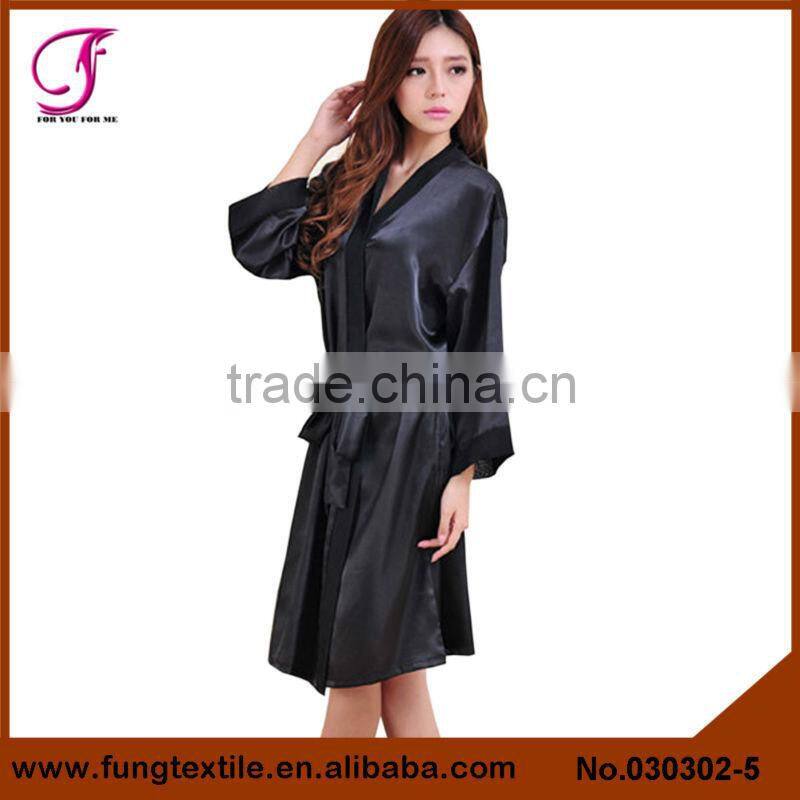 030302 New Style Plain Long Satin Robe