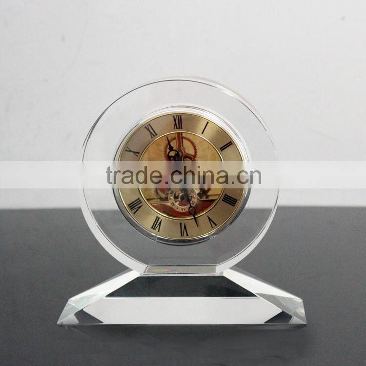 hot transparent round glass antique desk clock