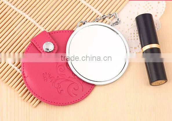 high quality fancy metal alloy flexible round one side No Foldable diamante personalized pocket mirror/cosmetic mirror