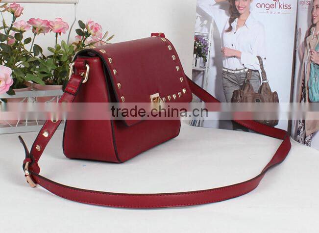 Western style bordeaux lady PU leather shoulder bag handbags women