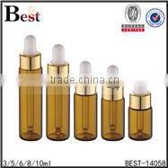 5 / 7 / 8 / 10 /12ml insert, plug sealing type clear tube glass bottle with white plastic cap