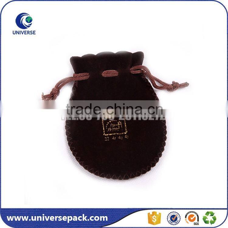 black wholesale velvet pouch with silk-screen printing