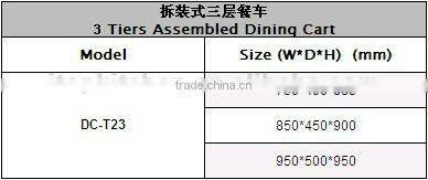 stainless steel AISI201 3 Tiers Assembled Dinning Cart