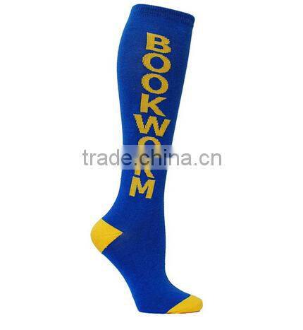 Bulk Wholesale Best Price Blue Knee High Bookworm Sock