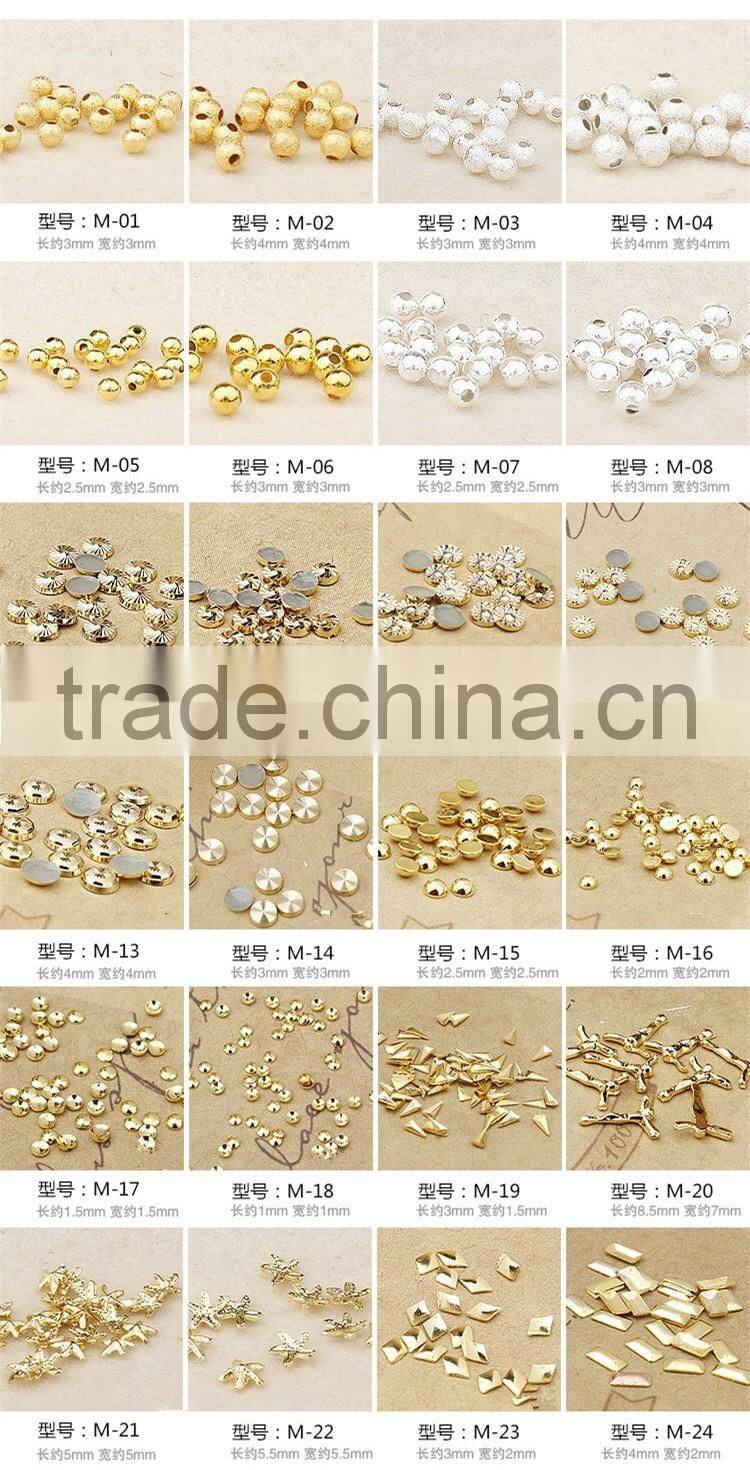 2016 New Arrival High Quality Gold Silver Metallic Nail Design Beauty Alloy Rivet Nail Art Charms