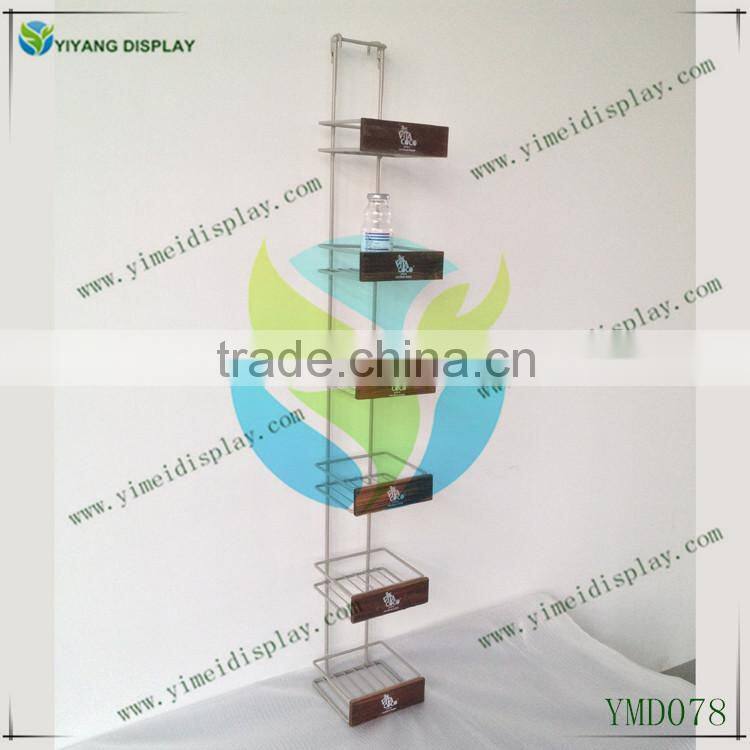 wood and metal wire hanging display rack YMD078