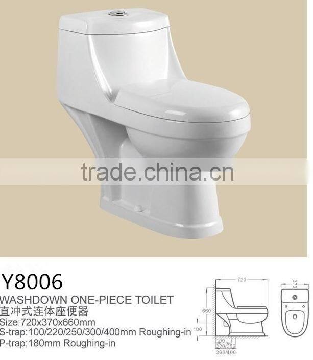 wc toilet bowl ceramic one piece toilet washdwon s trap cheap price toilet large quantity chaozhou manufacturer Y8006