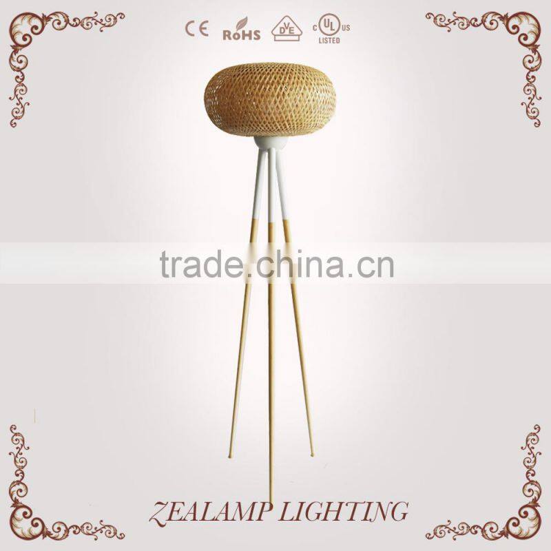 DOUBLE LAYER NATURAL BAMBOO HANDICRAFT TRIPOD FLOOR LAMP TRADITIONAL CHINESE HANDICRAFT TECHNIQUES
