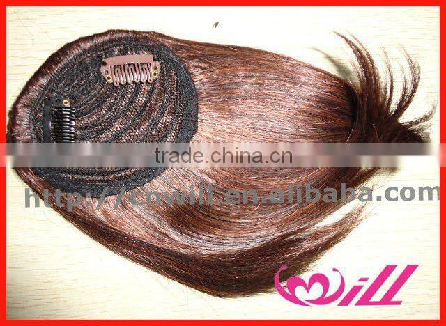 Cheap natural black 2 clip-on hair fringe/bangs with frontal lace synthetic hair bangs
