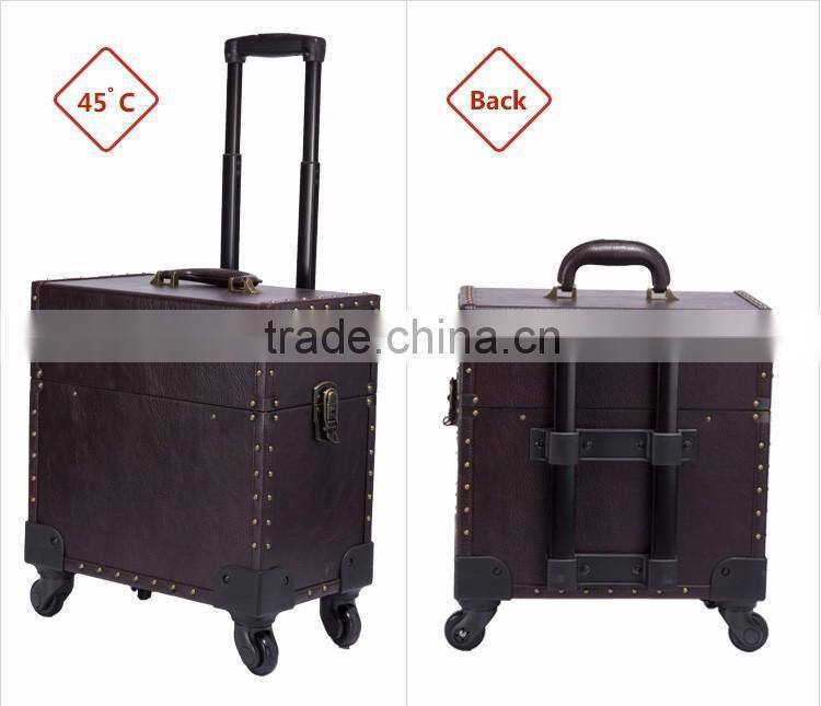 2016 cheapest professional PVC rolling cosmetic makeup case beauty box