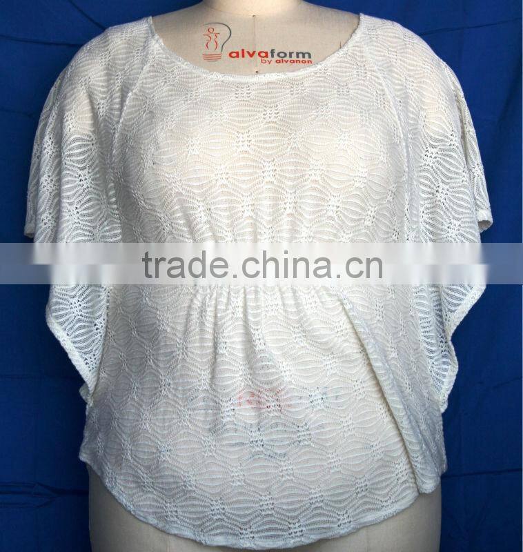 Round neck butterfly sleeve ladies elegant blouse design