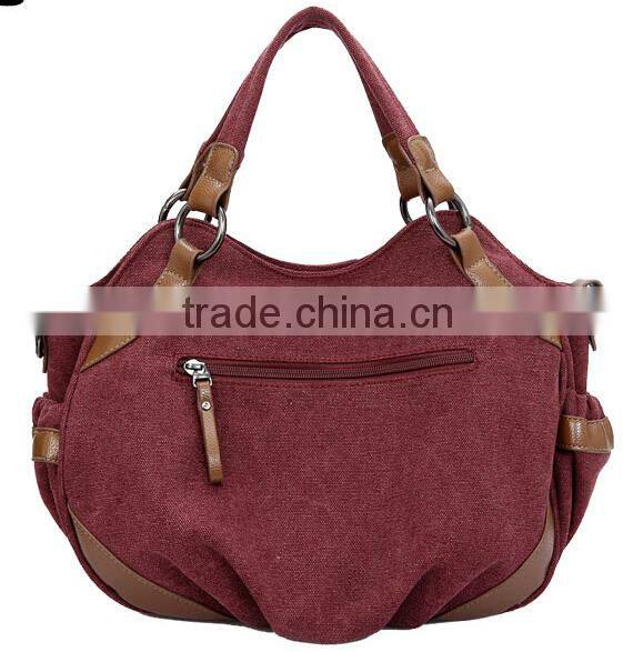 wholesale custom canvas lady handbags with leather