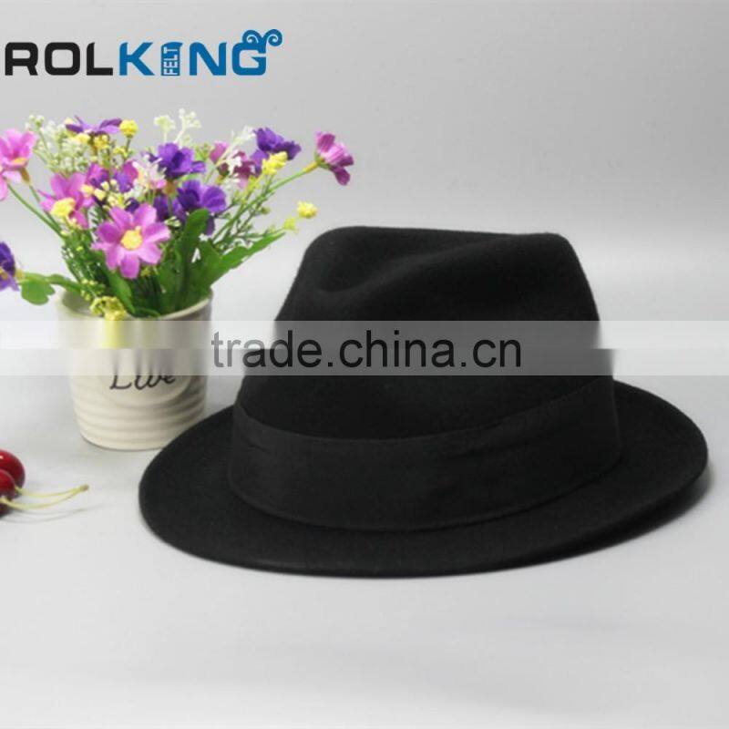 Popular Mens Black Wool Felt Fedora Hat