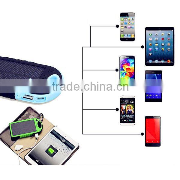 Solar power bank 8000mah polymer battery cell phone charger solar power bank with LED light