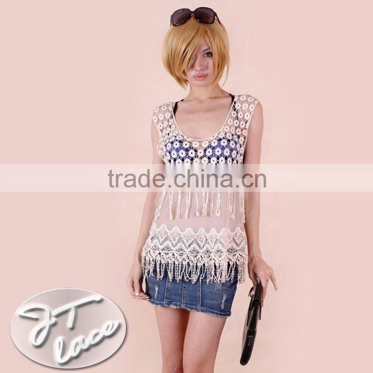 HOT Fashion New Design Women Lace Dress with Macrame Mesh