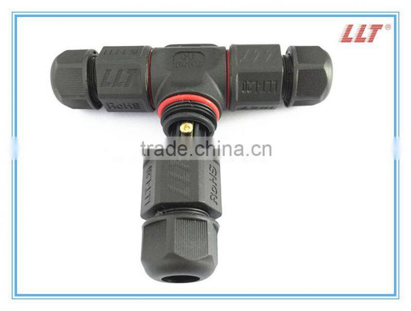 3 out IP67 wire distribution connector screw terminal Tee Connector
