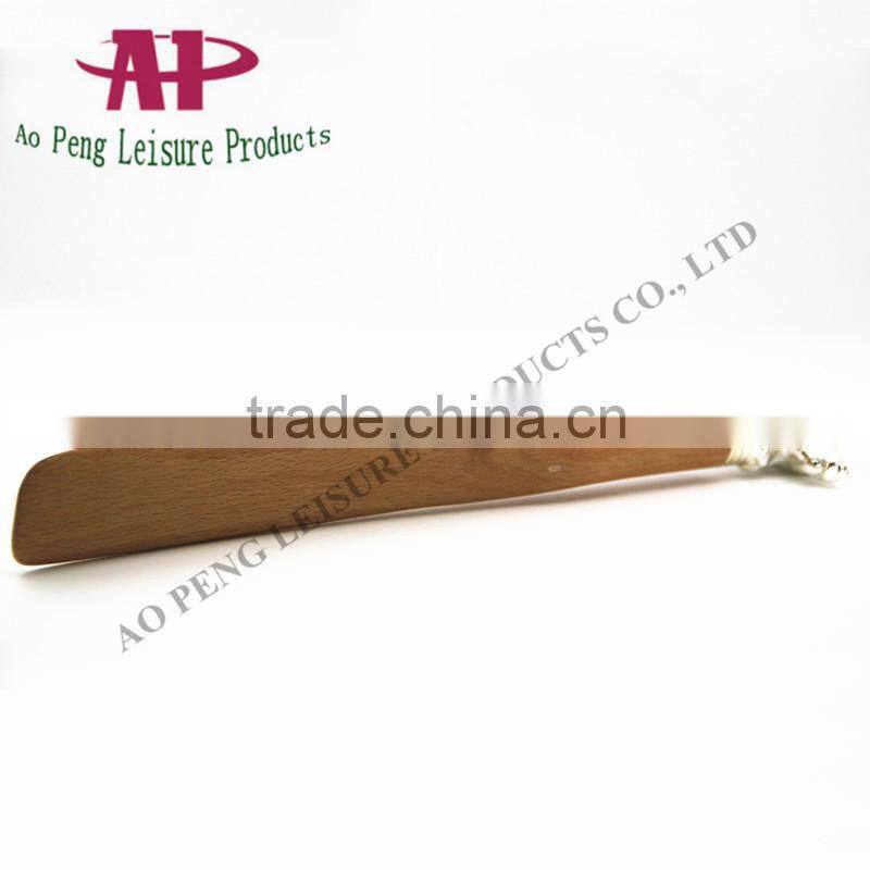 China Factory Wooden Shoe Horn with Brass Handle