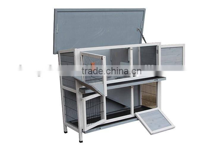 Wooden rabbit cage with feeder