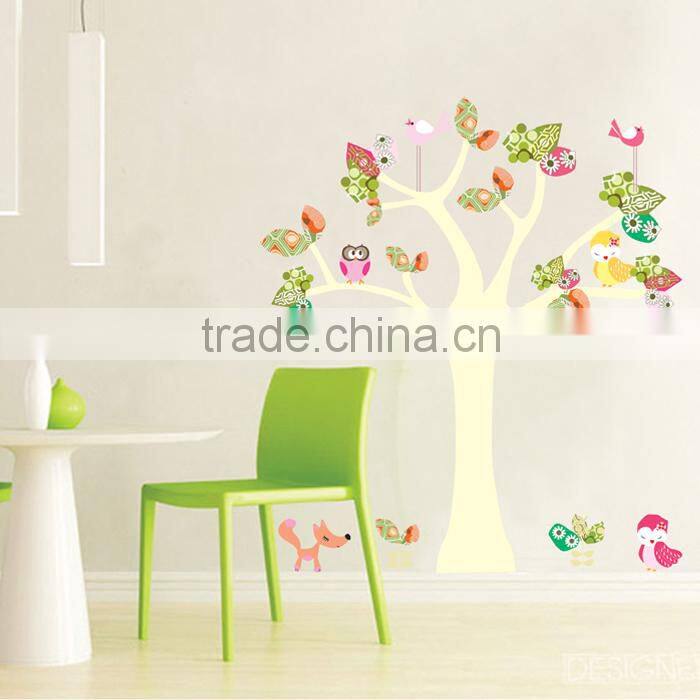 Custom Korean Wall Sticker Tree Owls For Decoration