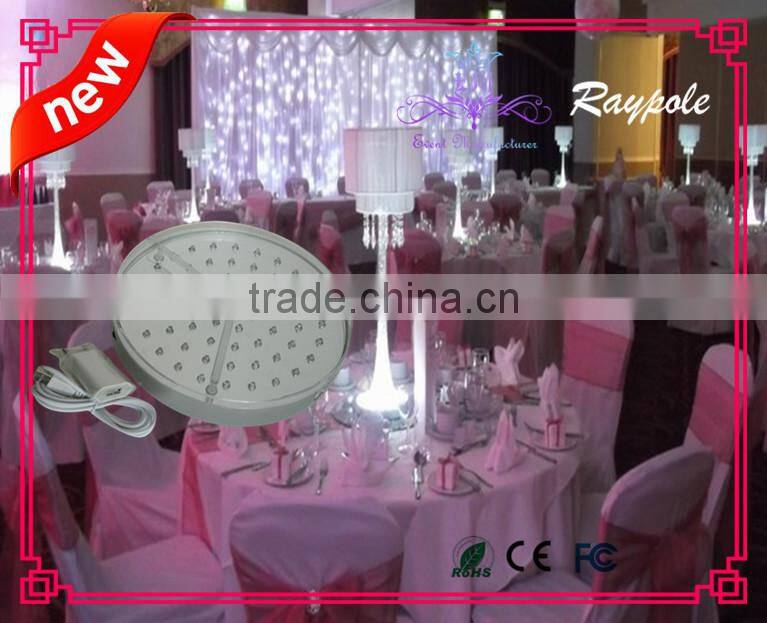 Hot sell round tall crystal centerpiece light base 8 inch rechargeable vase led centerpiece light for wedding/ party