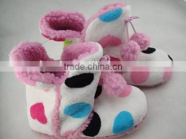 2016 ladies fluffy slipers boots dots sweet winter boots indoor slipper boots