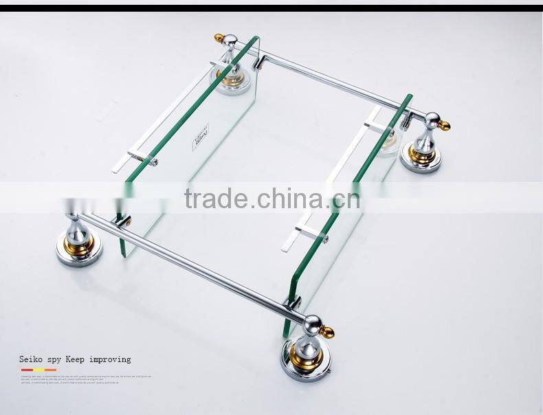 80900 bathroom shelf towels for bathroom Double glass shelf hotel use toilet accessories
