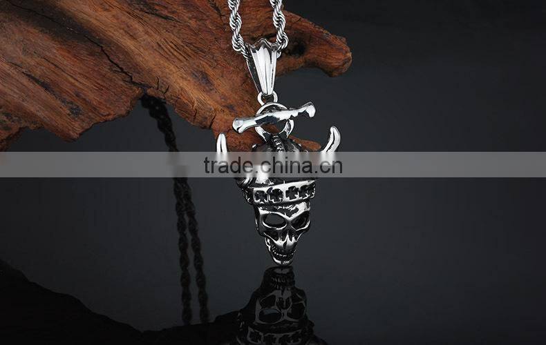 Stainless steel casting unique skull style horn pendant
