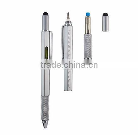 Multi-function Tool Ballpoint Pen Screwdriver Ruler Spirit Level with a top and scale metal penTouch Screen for Ipad Iphone