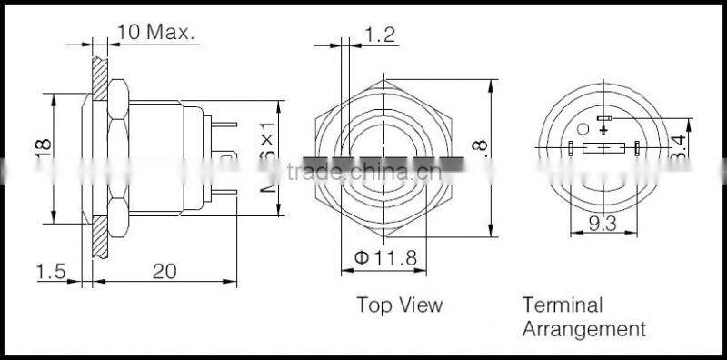ONPOW 16mm Waterproof ring LED black aluminium alloy push button switch (GQ16F-10E/J/G/2.8V/A) CE, RoHS