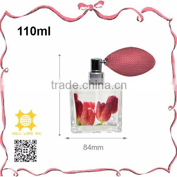 Colorful sprinkle dots perfume glass atomizer with royal blue bulb