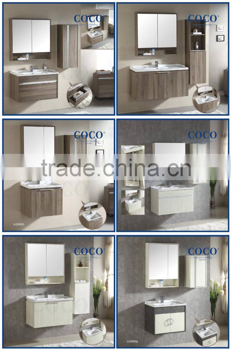 Bathroom stainless cabinet with ceramic basin
