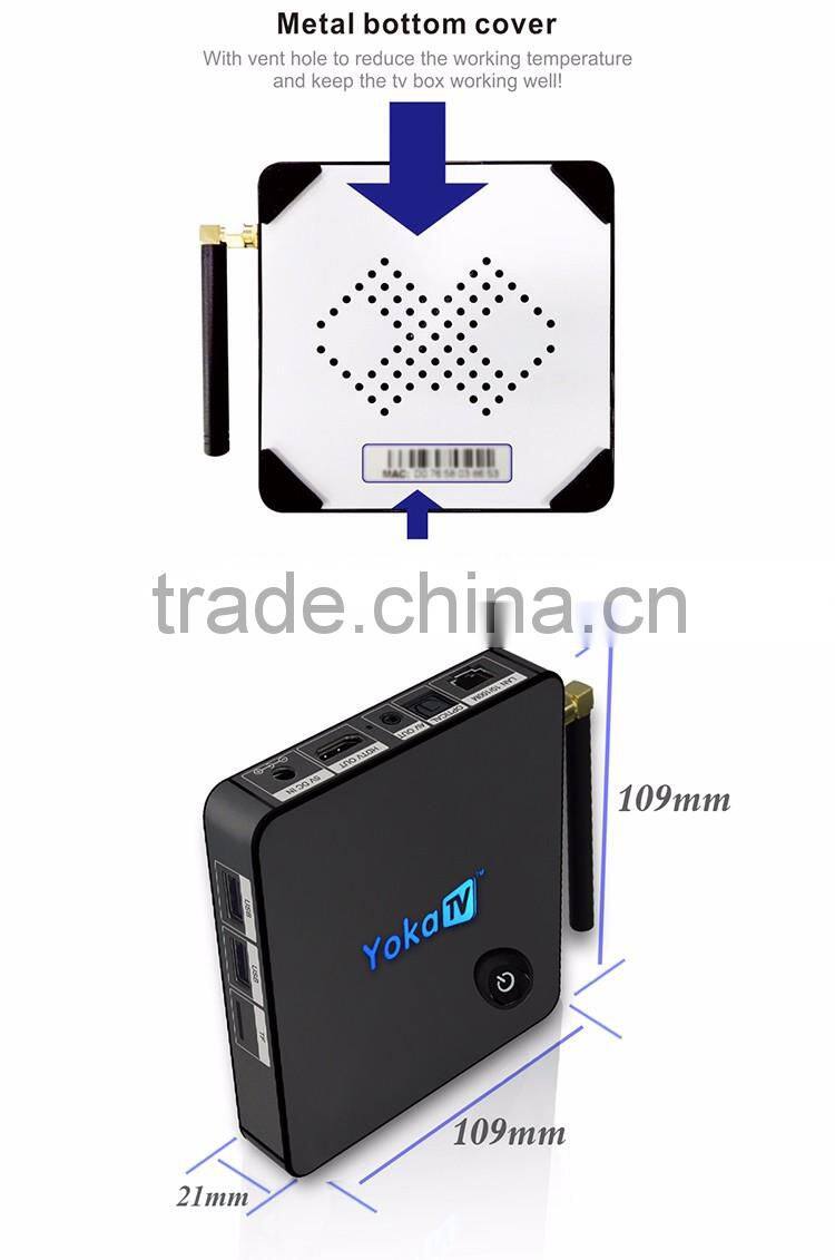 Yoka TV dual frequency wifi S905X quad core CPU penta core gpu on the top box